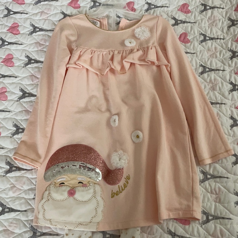 Mud pie Santa dress with tights